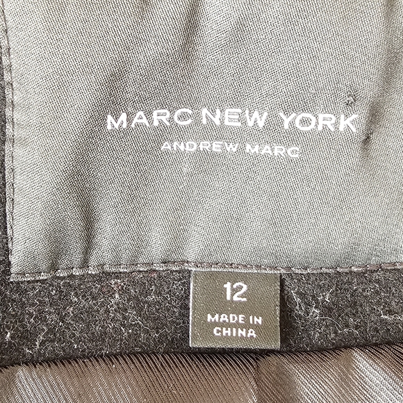 Marc New York by Andrew Marc Womens Ally31" Wool Plush Coat Black Sz 12 - Picture 9 of 11